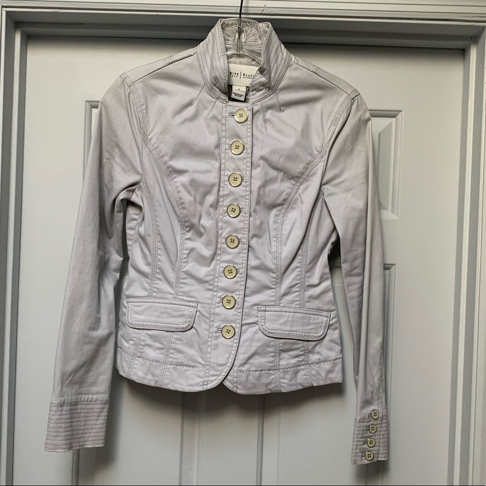 WHBM Gray Military Style Blazer Jacket Sz 0